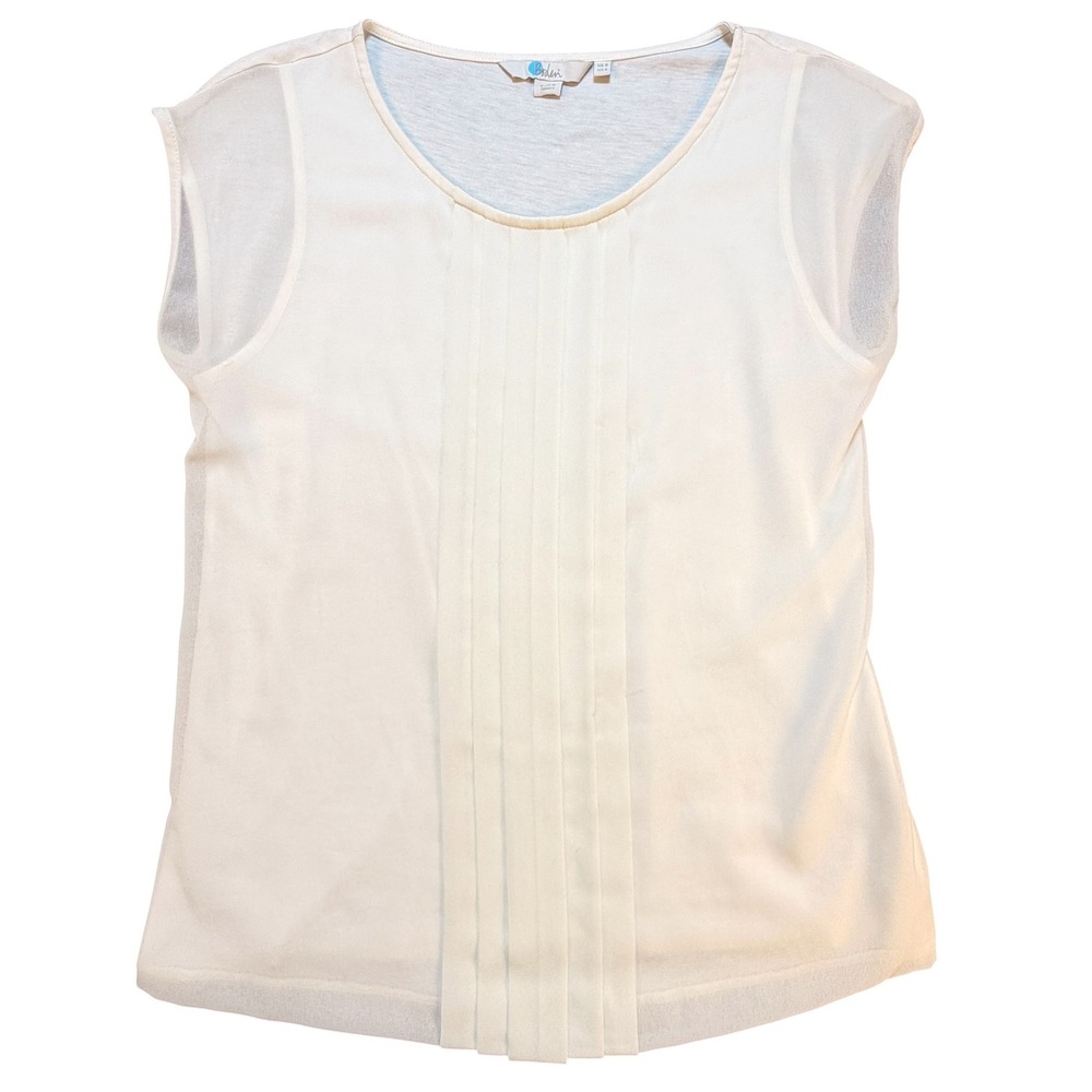 Boden Ivory Pleated Front Sleeveless‎ Top Mixed Media Cream US 4 JO131